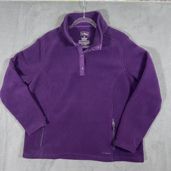 L.L. Bean Jackets & Blazers - L.L. Bean Women’s Snap Neck Polartec Fleece Pullover Jacket, Purple Eggplant XXL